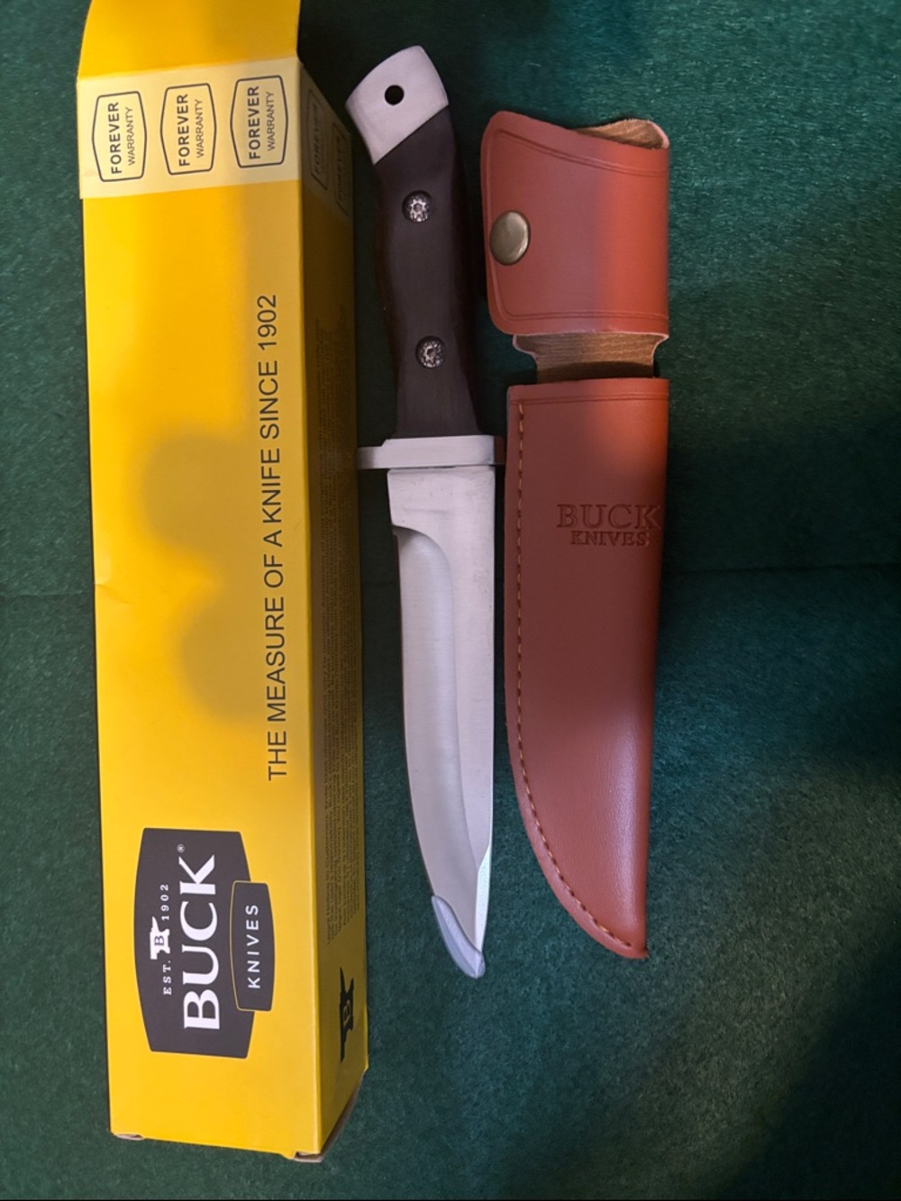 USA Buck Design 2008 Fixed Blade Knife – Silver Blade, Brown Handle - Picture 3 of 5